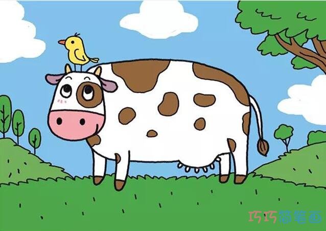 农场奶牛怎么画可爱好看 带步骤图奶牛简笔画图片
