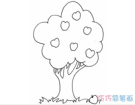 苹果树怎么画简洁 苹果树简笔画图片