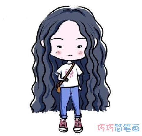 长发女孩怎么画好看 小女孩简笔画图片