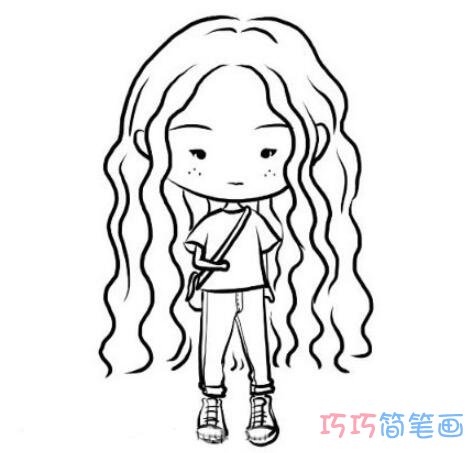 长发女孩怎么画好看 小女孩简笔画图片