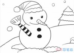 怎么绘画可爱小雪人的画法带步骤简笔画图片