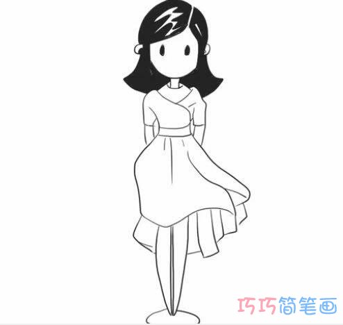 穿裙子的漂亮女孩怎么画可爱 小女孩简笔画图片