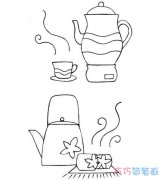 怎么绘画茶壶茶杯的画法带步骤图简笔画图片