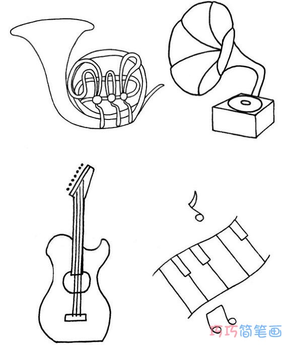 各种乐器怎么画好看 乐器简笔画图片