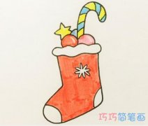 怎么绘画圣诞袜和圣诞礼物带颜色 圣诞节简笔画图片