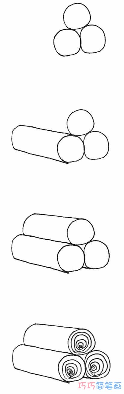 一堆木头怎么画简洁 木头简笔画图片