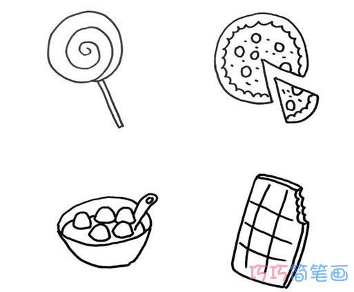 食物甜食怎么画可爱 甜食简笔画图片