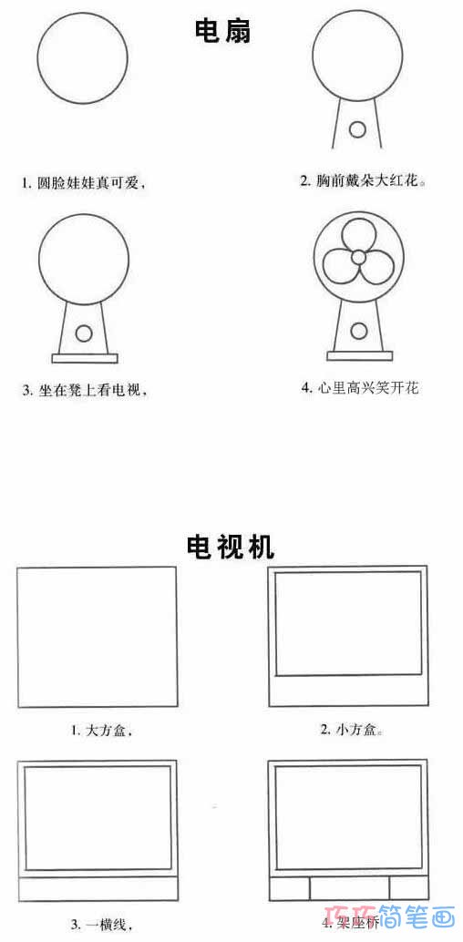 冰箱电视机风扇怎么画简单 电器简笔画图片