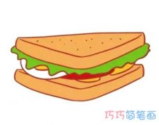三明治怎么画可爱易学 彩色三明治简笔画图片