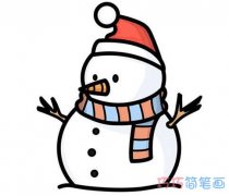 怎么绘画冬天小雪人涂颜色 圣诞雪人的画法步骤简笔画图片