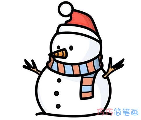 冬天小雪人怎么画好看 带步骤图雪人简笔画图片