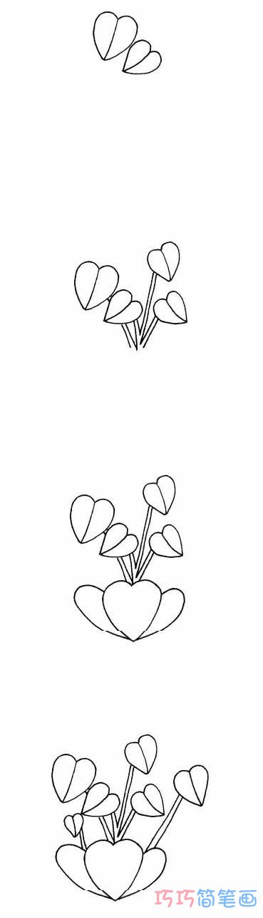绿萝盆栽怎么画简洁 带步骤图盆栽简笔画图片