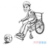 坐轮椅小男孩打篮球素描的画法简笔画图片