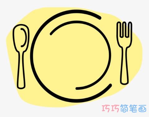 餐具刀叉和篮子怎么画简洁 餐具简笔画图片