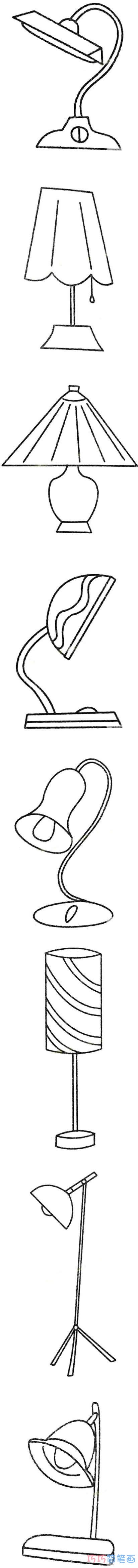 各种款式台灯怎么画简洁 带步骤图台灯简笔画图片