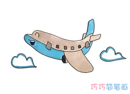 怎么画卡通飞机详细步骤图简笔画教程涂色_飞机简笔画图片