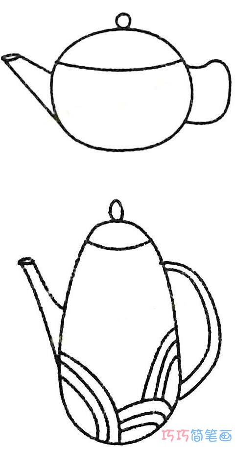 怎么画茶壶详细步骤图简笔画教程_茶壶简笔画图片