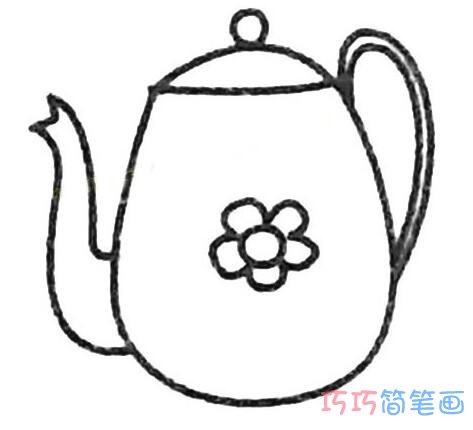 怎么画茶壶详细步骤图简笔画教程_茶壶简笔画图片