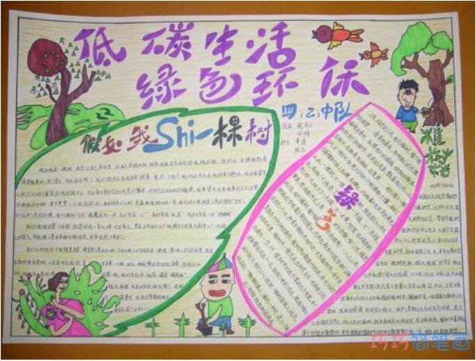 怎么画小学生关于低碳生活的手抄报图片