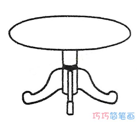 1分钟简笔画圆形餐桌的画法详细步骤简单好看_餐桌简笔画图片