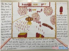 怎么画小学生关于喜迎新年的英文手抄报图片