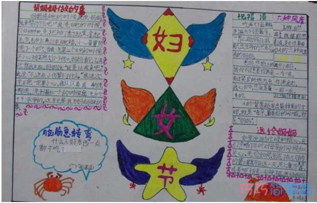 怎么画小学生关于妈妈我爱你妇女节的手抄报图片