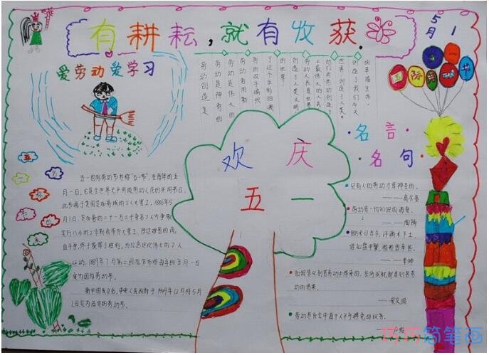 怎么画小学生关于有耕耘就有收获劳动节的手抄报图片