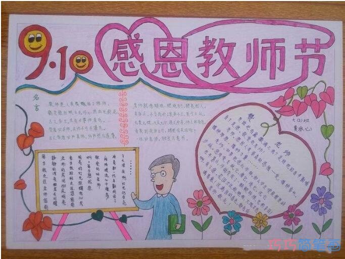 怎么画六年级小学生关于感恩教师的手抄报图片