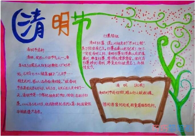 怎么画四年级小学生关于清明节祭祖的手抄报图片
