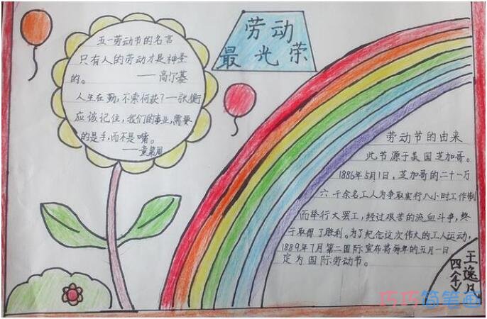 怎么画四年级小学生关于劳动最光荣的手抄报模板图片