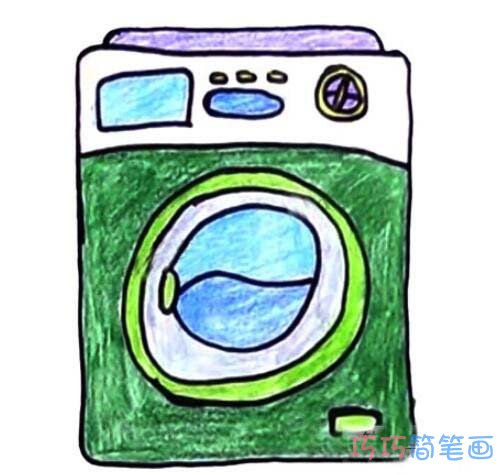 怎么画洗衣机详细步骤图简笔画教程涂色