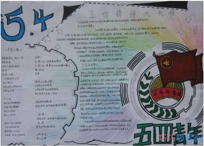 怎么画小学生关于五四精神代代传的手抄报图片