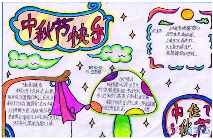 怎么画五年级小学生关于中秋节快乐的手抄报图片