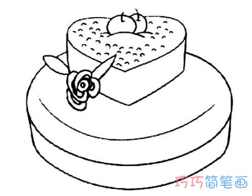 心形双层蛋糕怎么画简笔画教程好看