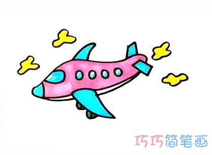 一步一步画空中飞机简笔画教程涂色可爱好看