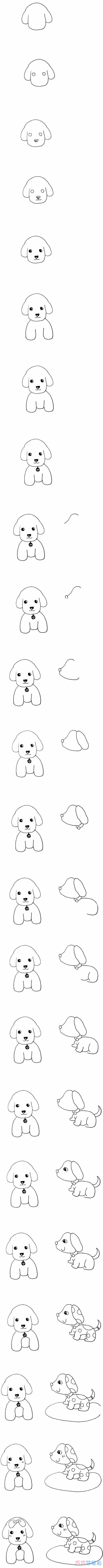 怎么画卡通小狗涂颜色 小狗画法步骤教程