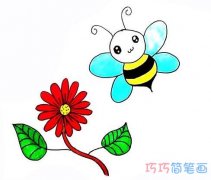 小蜜蜂采花蜜怎么画简笔画步骤教程涂色