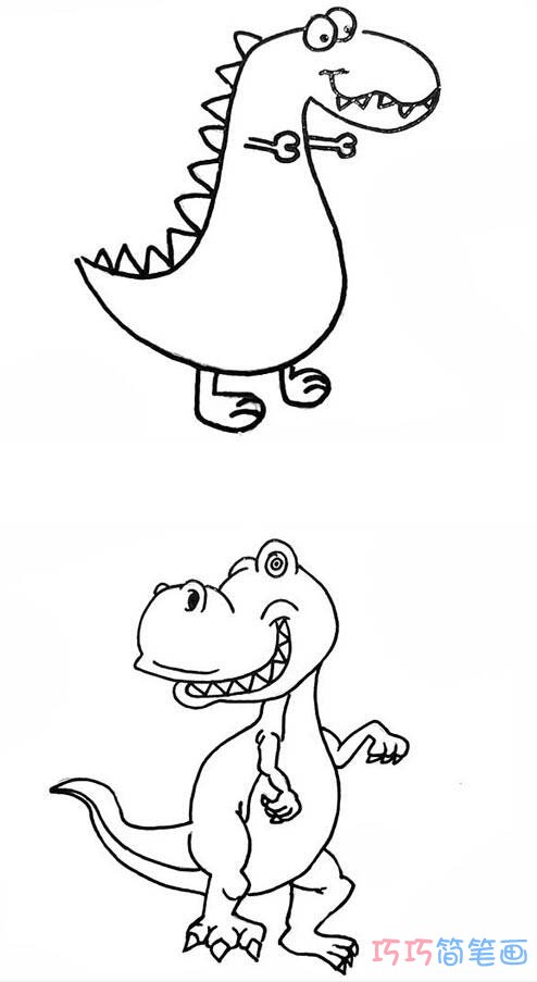 怎么画可爱卡通恐龙简笔画图片大全