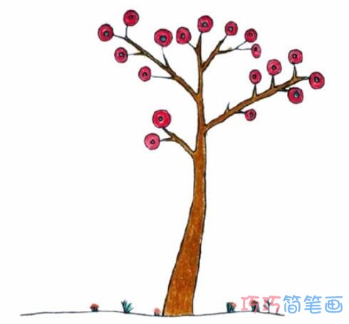 秋天果树怎么画简笔画简单漂亮涂颜色
