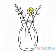 一组漂亮花瓶插花的画法简笔画教程