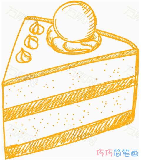 手绘三角蛋糕怎么画涂色简单漂亮