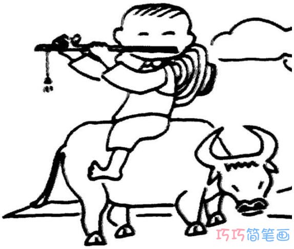 清明牧童骑黄牛简笔画怎么画简单好看