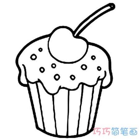 儿童甜筒蛋糕简笔画的画法简单易学