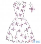 公主连衣裙的画法简笔画简单漂亮带花纹