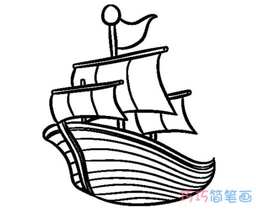 海盗帆船怎么画简单好看 帆船简笔画图片