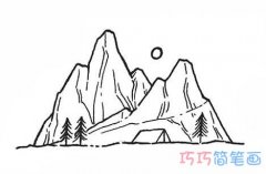 怎么画一座山丘风景的画法简笔画简单好看