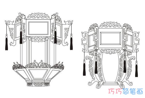 元宵节漂亮花灯素描怎么画简单易学