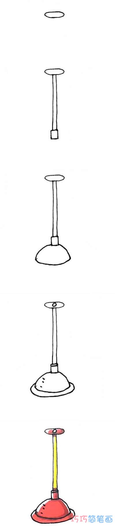 卡通马桶塞的画法步骤图带颜色简单好看