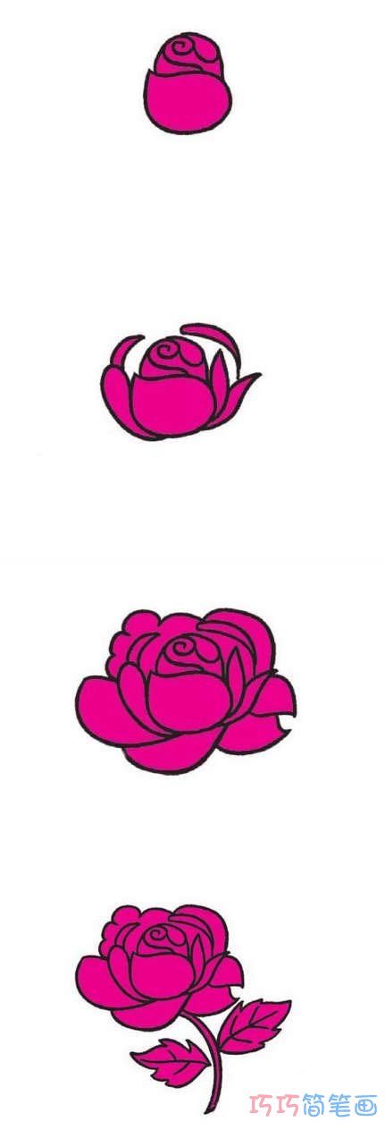 卡通玫瑰花怎么画简笔画图片简单漂亮