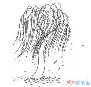 风吹柳树飘扬的画法简笔画图片简单好看